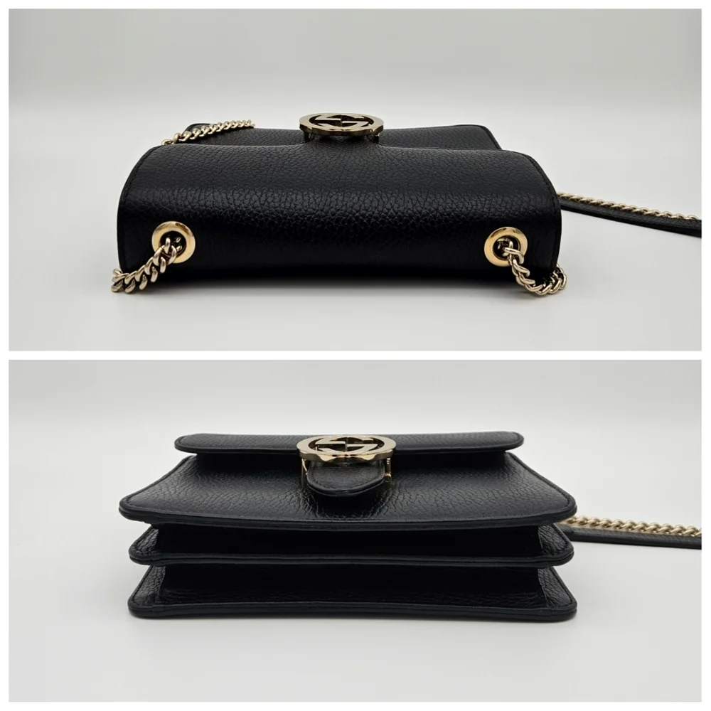 Authentic Gucci Interlocking G Shoulder Bag Black #4336M - Picture 6 of 10